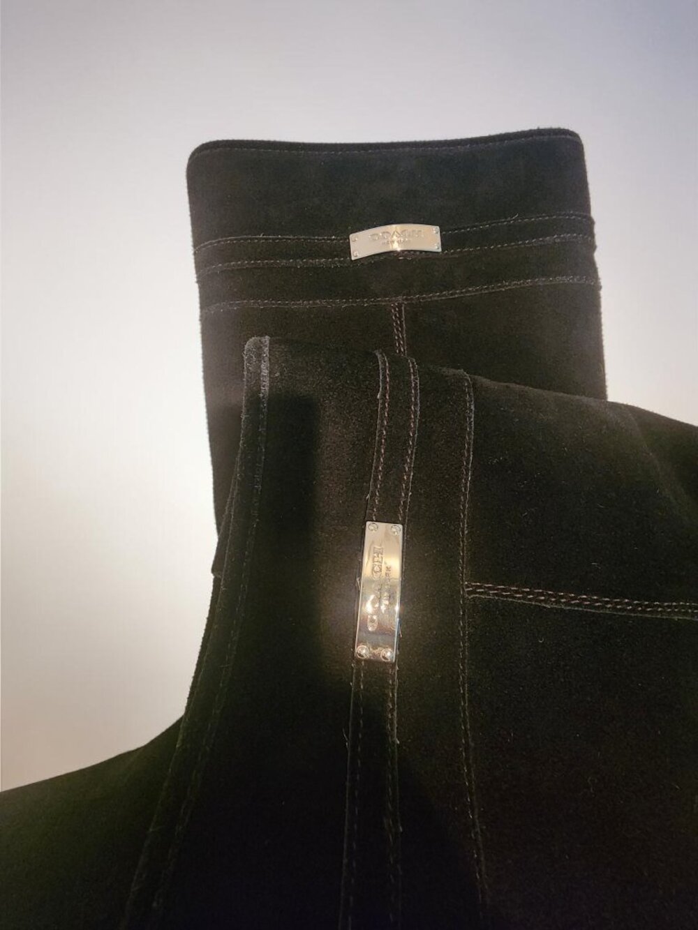 Coach Black Suede Mid-Calf Boots – Size 9B - Picture 3 of 10